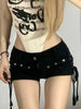 Casual Creativity Lace-up Rivet Cotton Skinny Shorts Streetwear Mssza