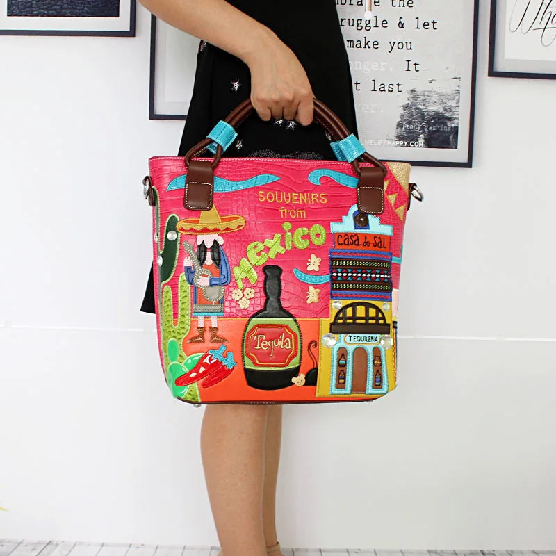 Casual Crocodile Pattern Cartoon Design Designer Bucket Embroidered Purses and Cross Body Shoulder Bag Mssza