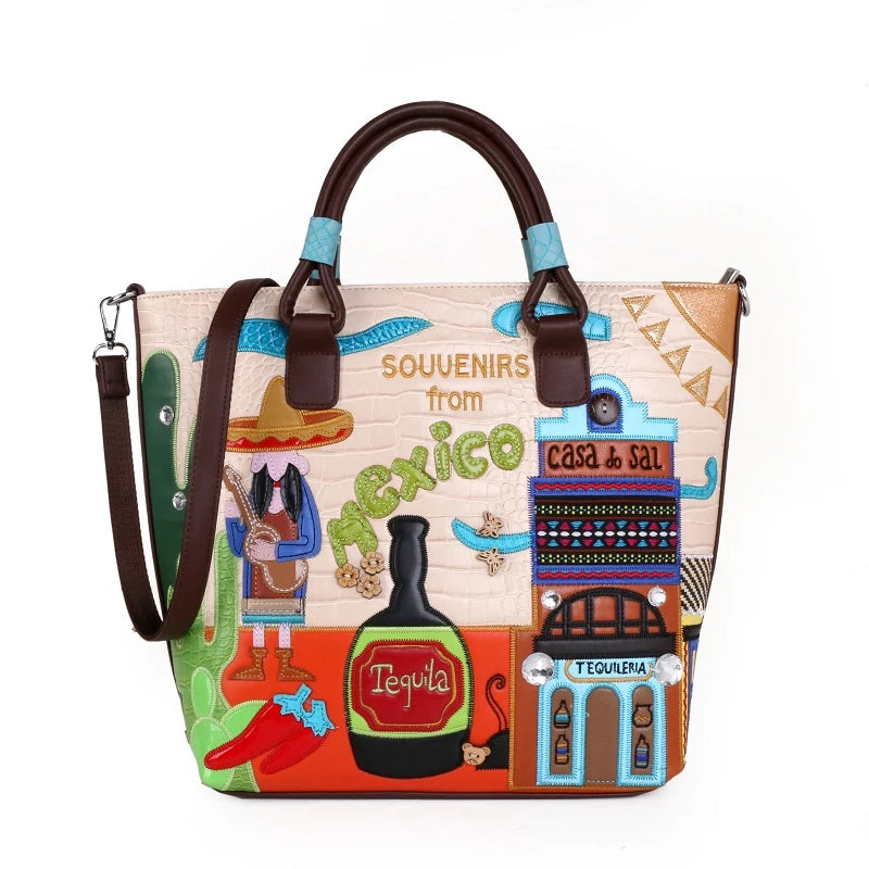 Casual Crocodile Pattern Cartoon Design Designer Bucket Embroidered Purses and Cross Body Shoulder Bag Mssza