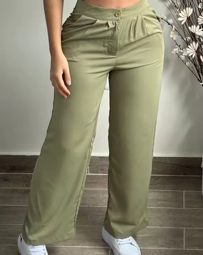 Casual Crop Cami Top And Pocket Design Pant Two Piece Set Mssza