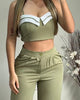Casual Crop Cami Top And Pocket Design Pant Two Piece Set Mssza