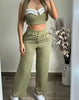 Casual Crop Cami Top And Pocket Design Pant Two Piece Set Mssza