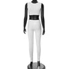 Casual Crop Top And Ankle-Length Pant Ribbed 2 Piece Tracksuits Mssza