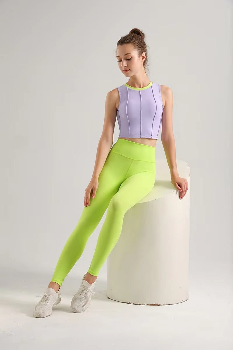 Casual Crop Top And High Waist Leggings Two Pieces Yoga Sets Mssza
