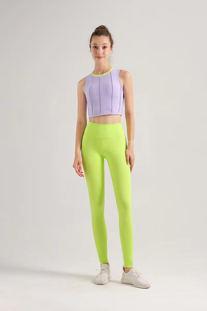 Casual Crop Top And High Waist Leggings Two Pieces Yoga Sets Mssza