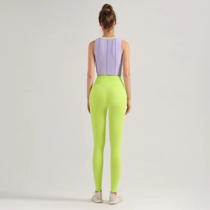 Casual Crop Top And High Waist Leggings Two Pieces Yoga Sets Mssza