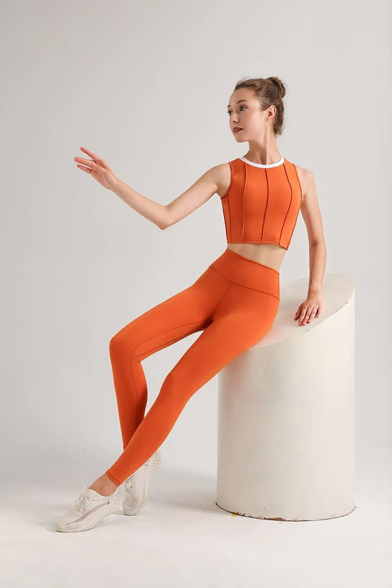 Casual Crop Top And High Waist Leggings Two Pieces Yoga Sets Mssza