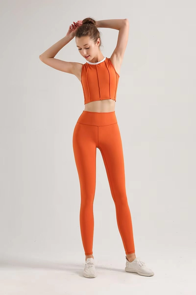 Casual Crop Top And High Waist Leggings Two Pieces Yoga Sets Mssza