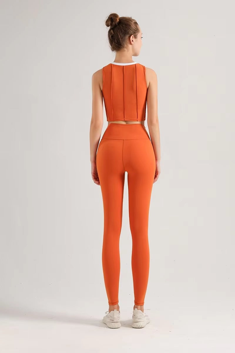 Casual Crop Top And High Waist Leggings Two Pieces Yoga Sets Mssza