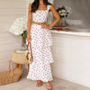 Casual Crop Tops And High Waist Layered A-line Long Skirt Heart Print 2 Piece Set Mssza