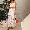 Casual Crop Tops And High Waist Layered A-line Long Skirt Heart Print 2 Piece Set Mssza
