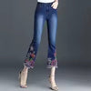 Casual Cropped Denim Trousers Embroidery Flowers Flare Jeans Mssza