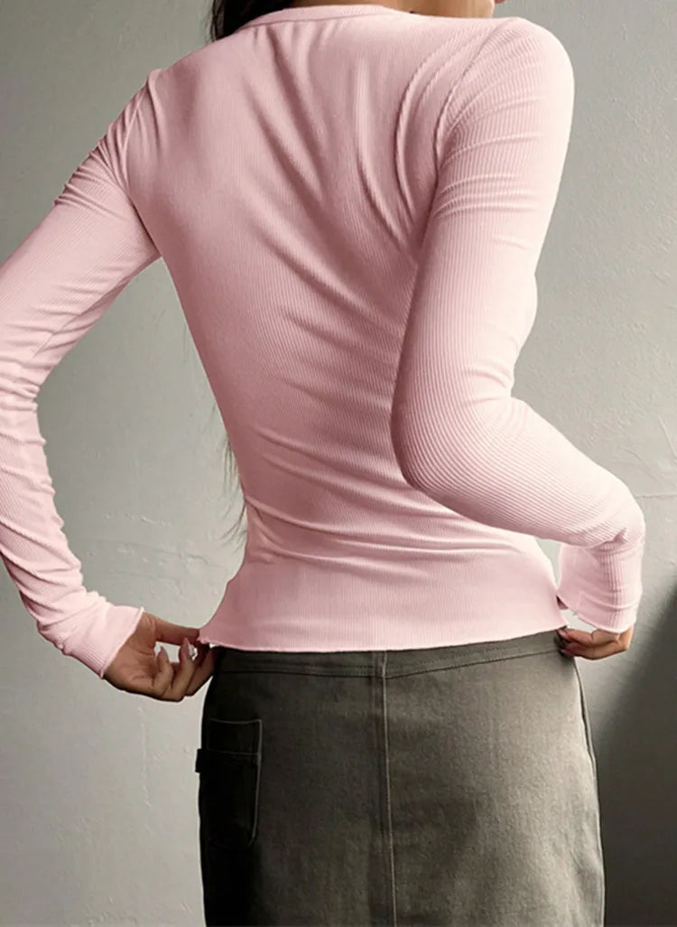 Casual Cross Border Button Ribbed Slim Fit Knitted Crop Top Mssza