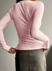 Casual Cross Border Button Ribbed Slim Fit Knitted Crop Top Mssza