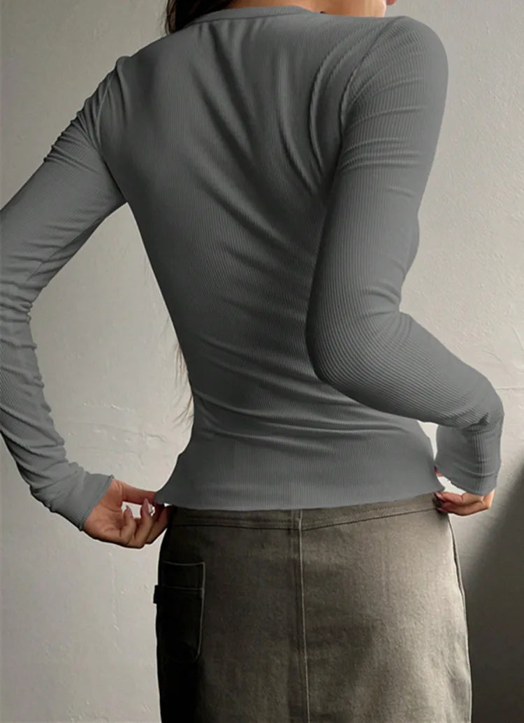 Casual Cross Border Button Ribbed Slim Fit Knitted Crop Top Mssza