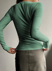Casual Cross Border Button Ribbed Slim Fit Knitted Crop Top Mssza