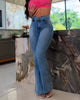 Casual Cross Border Washed Slim Fit High Waisted Bell Bottom Jeans Mssza