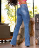 Casual Cross Border Washed Slim Fit High Waisted Bell Bottom Jeans Mssza