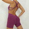 Cross Hip-lifting Halter Pocket Tight Shorts One-Piece Yoga Jumpsuits Mssza