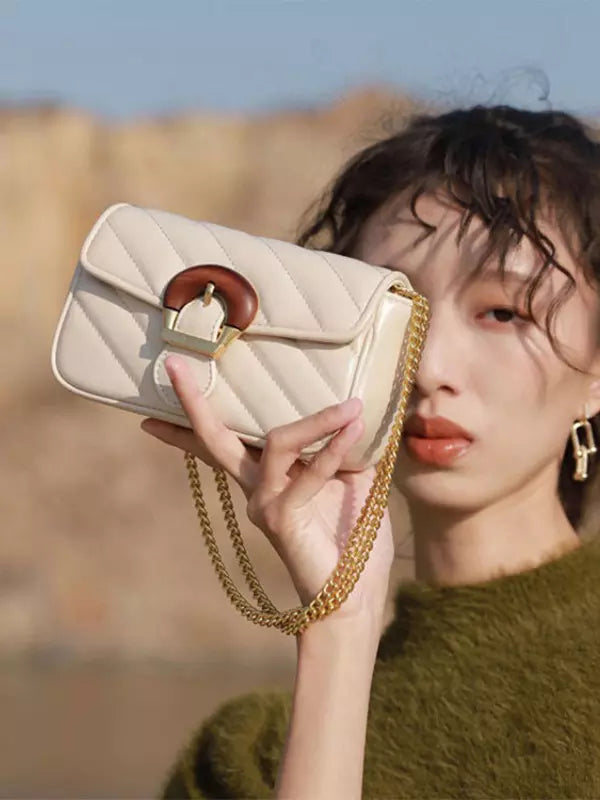 Casual Crossbody With Chain Square Flap Grommets Bag Mssza
