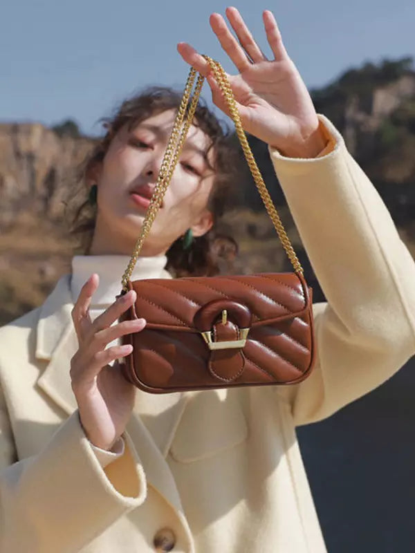 Casual Crossbody With Chain Square Flap Grommets Bag Mssza