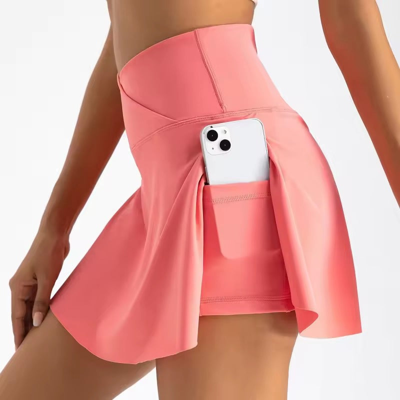 Casual Crossover High Waisted Pleated With Pockets Sports Skirt Mssza