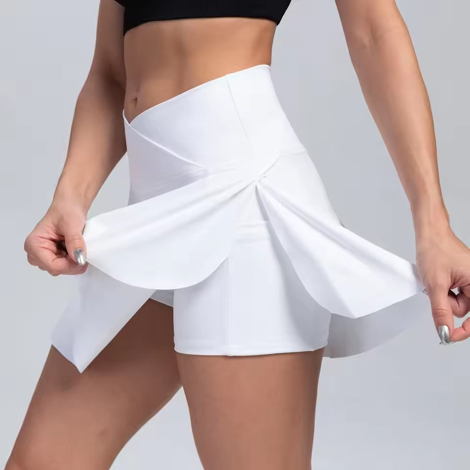 Casual Crossover High Waisted Pleated With Pockets Sports Skirt Mssza
