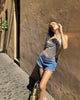 Casual Deep V Neck Backless Off The Shoulder Metal Sequin Tank Top Mssza