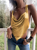 Casual Deep V Neck Backless Off The Shoulder Metal Sequin Tank Top Mssza