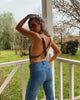 Casual Deep V Neck Backless Off The Shoulder Metal Sequin Tank Top Mssza