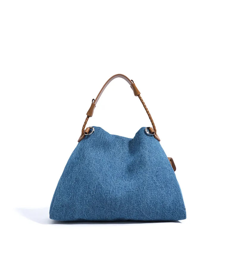 Casual Denim Handbag Minimalist Messenger Pouch Design Tote Shoulder Crossbody Bag Mssza