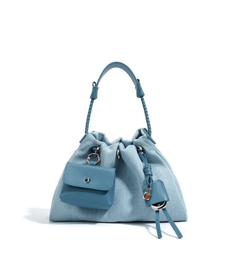 Casual Denim Handbag Minimalist Messenger Pouch Design Tote Shoulder Crossbody Bag Mssza