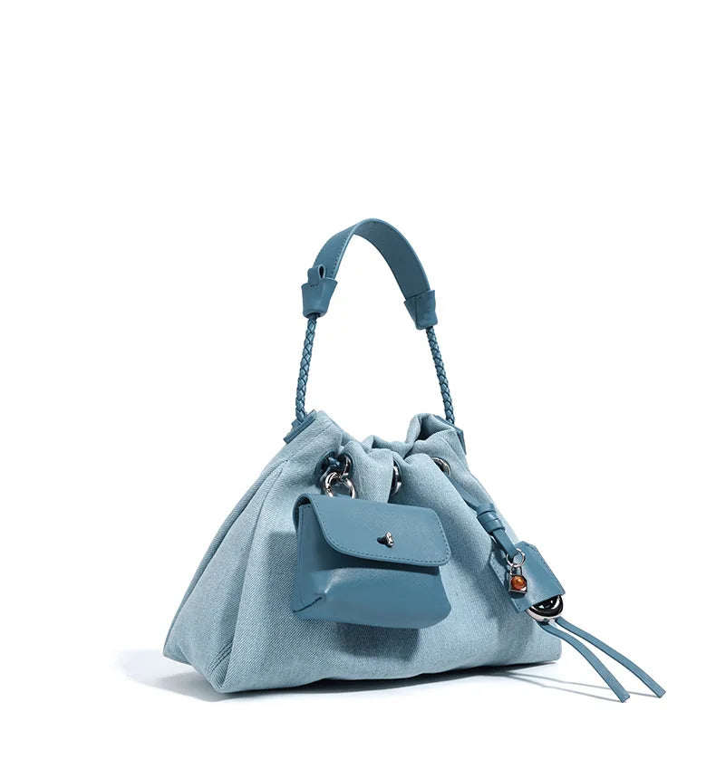 Casual Denim Handbag Minimalist Messenger Pouch Design Tote Shoulder Crossbody Bag Mssza