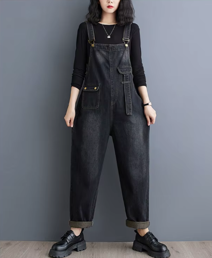 Casual Denim Overalls Big Size Baggy Cargo Pants Retro Straps Jeans Jumpsuits Mssza