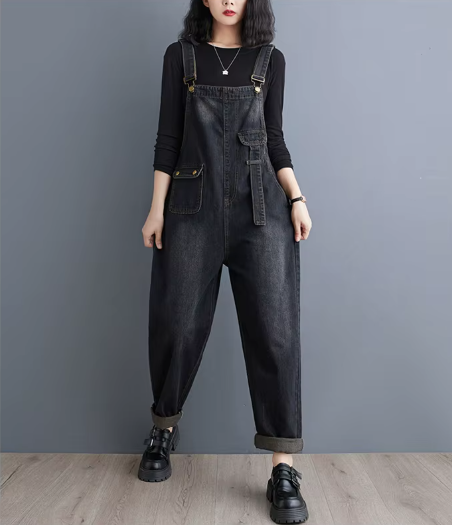 Casual Denim Overalls Big Size Baggy Cargo Pants Retro Straps Jeans Jumpsuits Mssza