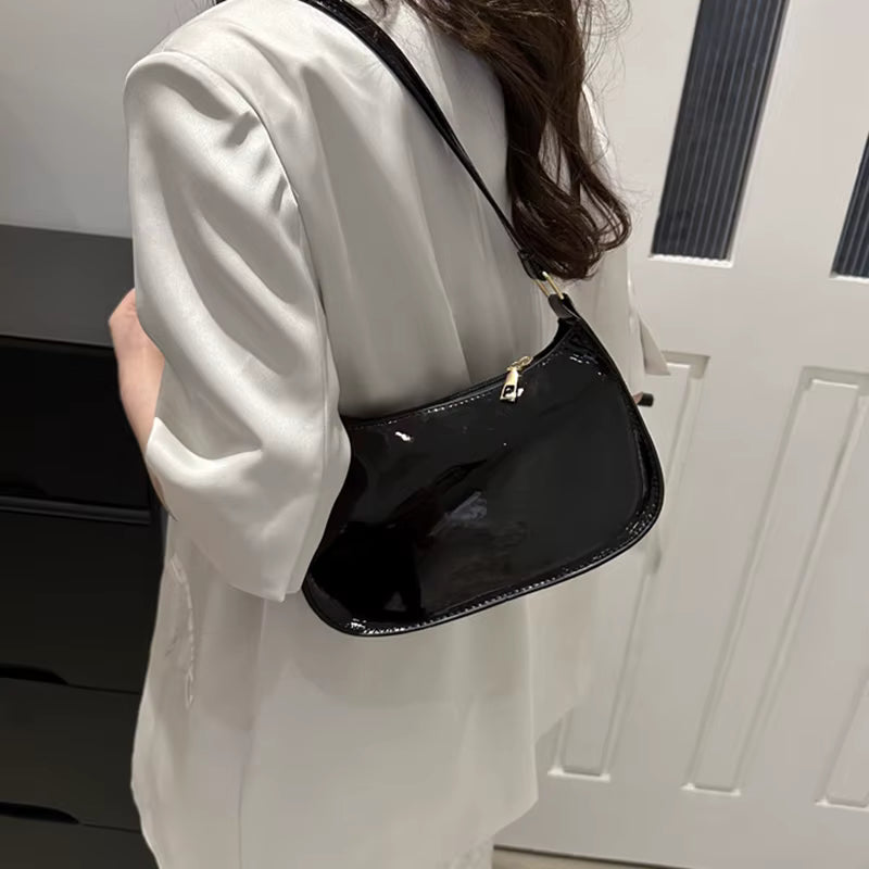 Casual Designer Retro Solid Color PU Leather Shoulder Underarm Hobos Bag Mssza