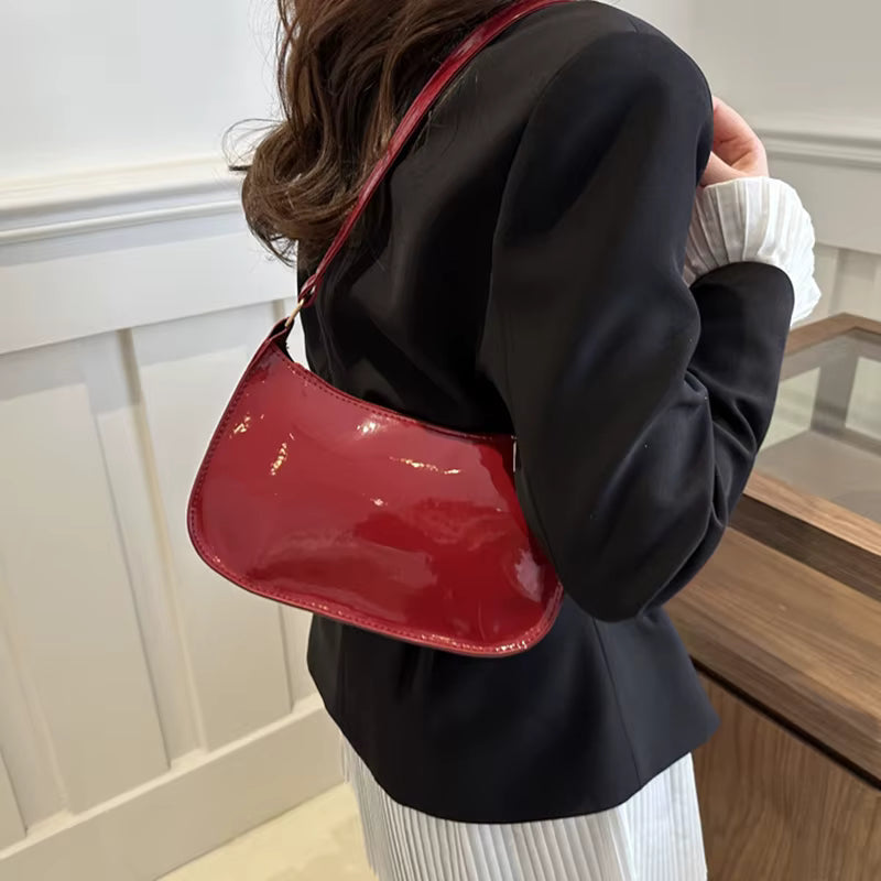 Casual Designer Retro Solid Color PU Leather Shoulder Underarm Hobos Bag Mssza