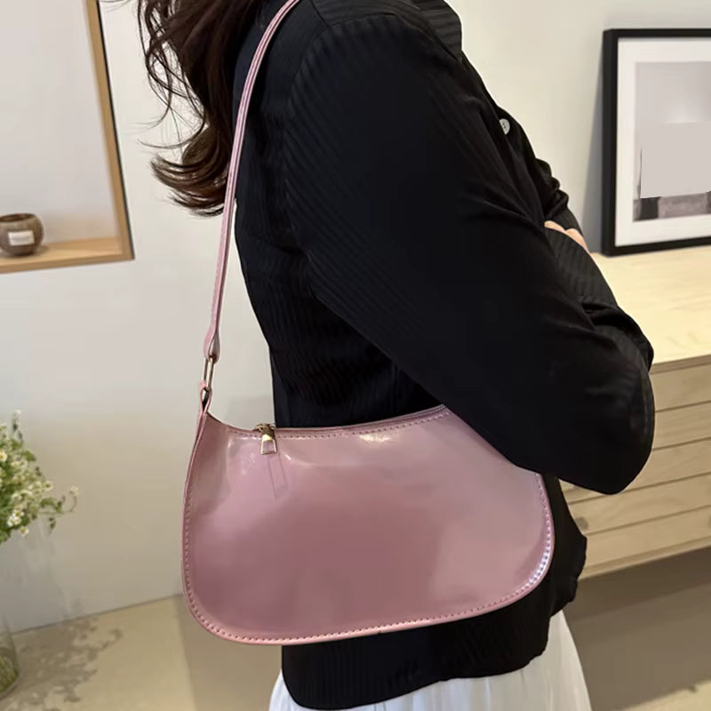 Casual Designer Retro Solid Color PU Leather Shoulder Underarm Hobos Bag Mssza