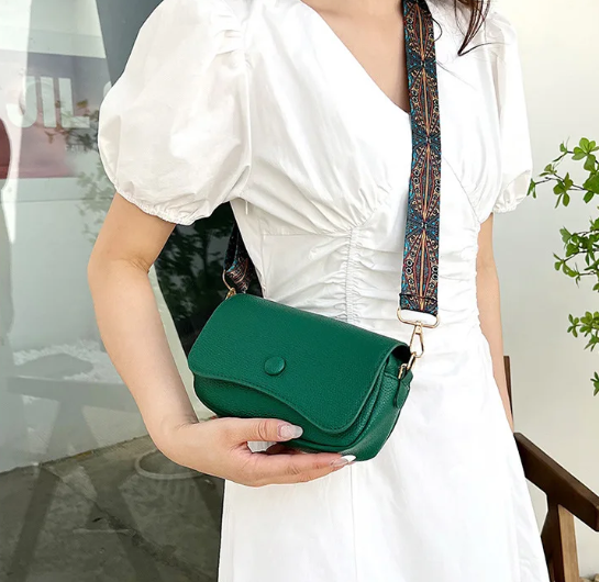 Casual Designer Small Flap Comfortable PU Leather Wide Strap Shoulder Crossbody Bags Mssza