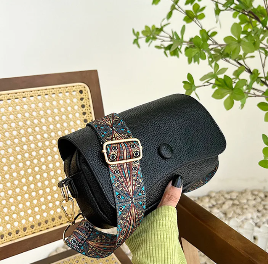 Casual Designer Small Flap Comfortable PU Leather Wide Strap Shoulder Crossbody Bags Mssza
