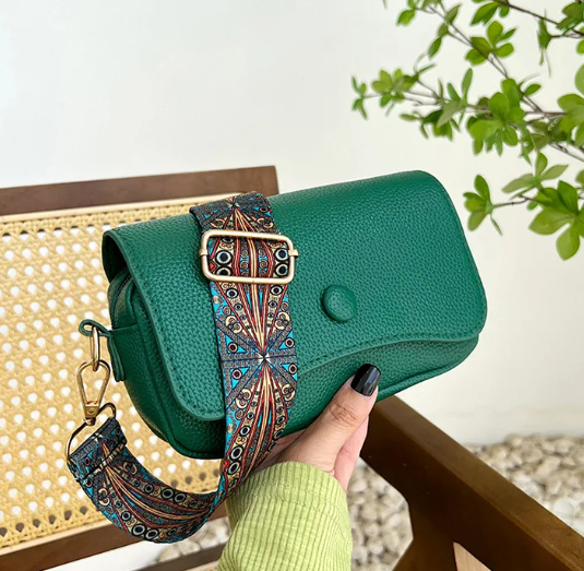 Casual Designer Small Flap Comfortable PU Leather Wide Strap Shoulder Crossbody Bags Mssza