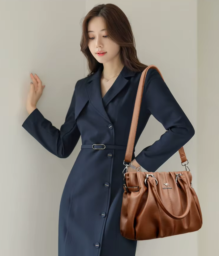 Casual Designer Soft Leather Commuting Genuine Hand Bags Mssza