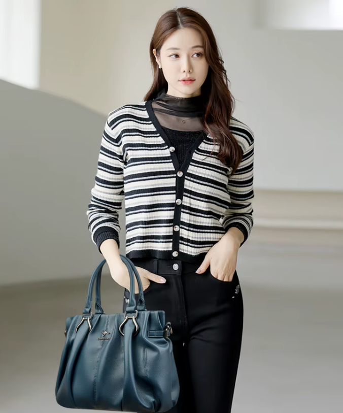 Casual Designer Soft Leather Commuting Genuine Hand Bags Mssza