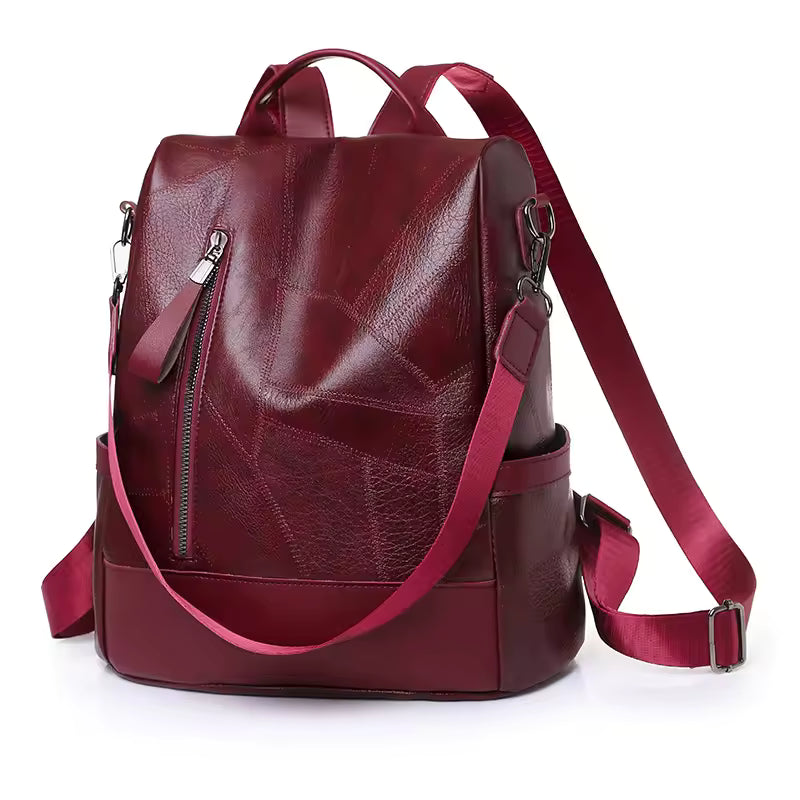 Casual Designer Soft Leather Vintage Packbag Travel College Shoulder Backpack Mssza