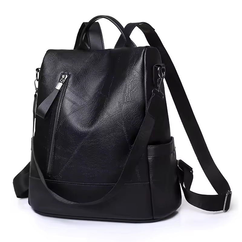 Casual Designer Soft Leather Vintage Packbag Travel College Shoulder Backpack Mssza
