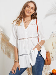 Casual Dolman Sleeve V-neck Blouse Mssza