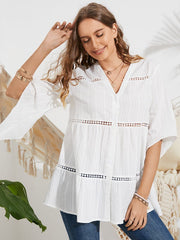 Casual Dolman Sleeve V-neck Blouse Mssza