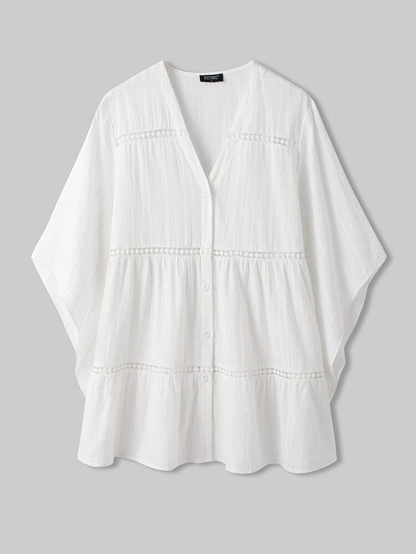 Casual Dolman Sleeve V-neck Blouse Mssza