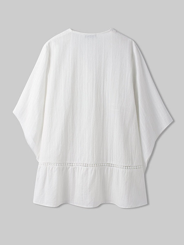 Casual Dolman Sleeve V-neck Blouse Mssza