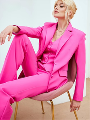 Casual Double Breasted Notched Blazer Vest Pants Solid Tuxedo Plus Size Three Piece Office Suit Mssza